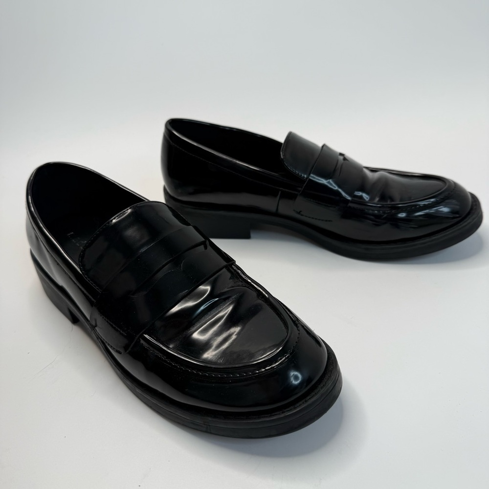 Madden Girl Black Patent Chunky Loafers G Hatch Style Size 7.5 Y2K Academia - Picture 2 of 12
